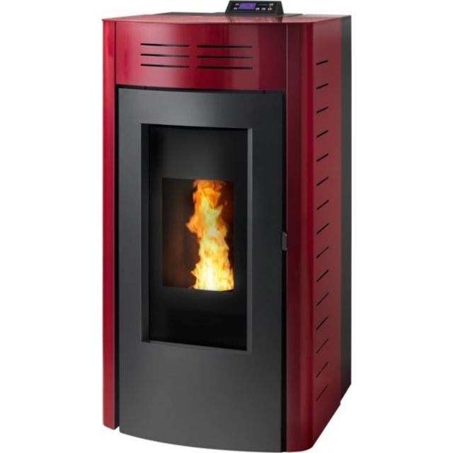 Sobă Caminetti Montegrappa ISOLA AQ32 cu peleți pentru încălzirea apei 32 kw - visiniu lucios