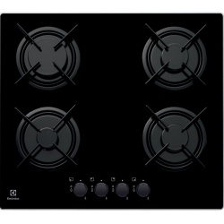 Plita incorporabila Electrolux EGT6142NOK, Gaz, 4 Arzatoare, Aprindere electrica, gratare fonta, Sticla Neagra