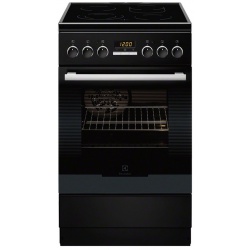 Aragaz electric Electrolux EKC54552OK, 4 Arzatoare vitroceramice, Cuptor electric, Grill, Curatare catalitica, 50 cm, Negru