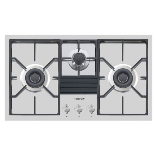 Plita incorporabila Foster S4000 7280032, instalare Q4, gaz ,89 cm, 3 arzatoare, aprindere electrica, siguranta gaz, inox