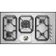 Aragaz Tecnogas P1X66M4VC, 60 cm, gaz, 4 arzatoare, grill, otel inoxidabil