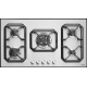 Aragaz Tecnogas P1X66M4VC, 60 cm, gaz, 4 arzatoare, grill, otel inoxidabil