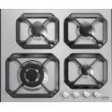 Aragaz Tecnogas P1X66M4VC, 60 cm, gaz, 4 arzatoare, grill, otel inoxidabil