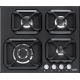 Aragaz Tecnogas P1X66M4VC, 60 cm, gaz, 4 arzatoare, grill, otel inoxidabil
