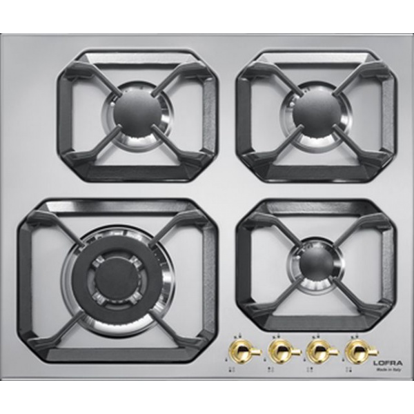 Aragaz Tecnogas P1X66M4VC, 60 cm, gaz, 4 arzatoare, grill, otel inoxidabil