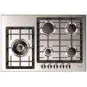 Plita incorporabila Fulgor Milano, QH 765 G WK X, 76 cm, plita gaz, 5 arzatoare, sistem Stop-Gaz, butoane otel, sticla inox