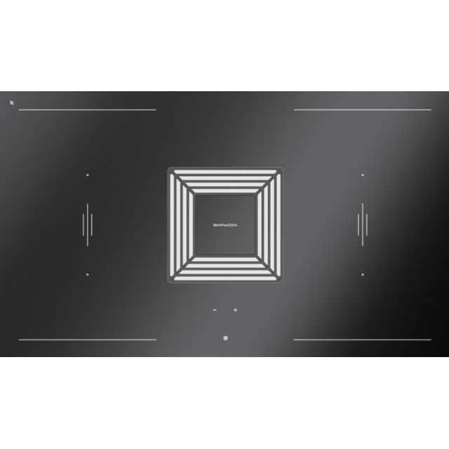 Plita incorporabila cu hota integrata Barazza Zero Plus 1PZP9N, 90 cm, 4 zone gatit, aprindere electronica, sticla neagra
